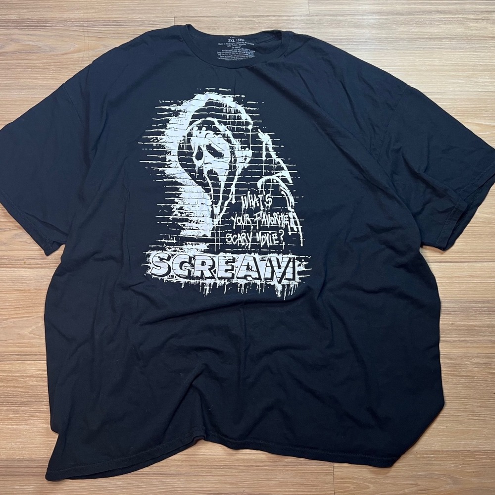 Scream Ghostface Graphic T-Shirt Favorite Scary Movie Quote Black 3XL